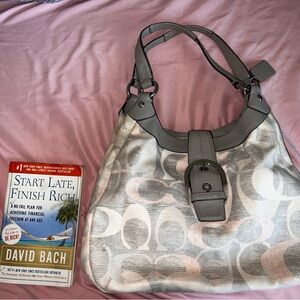 Vintage Coach Gray and Cream Hobo Bag